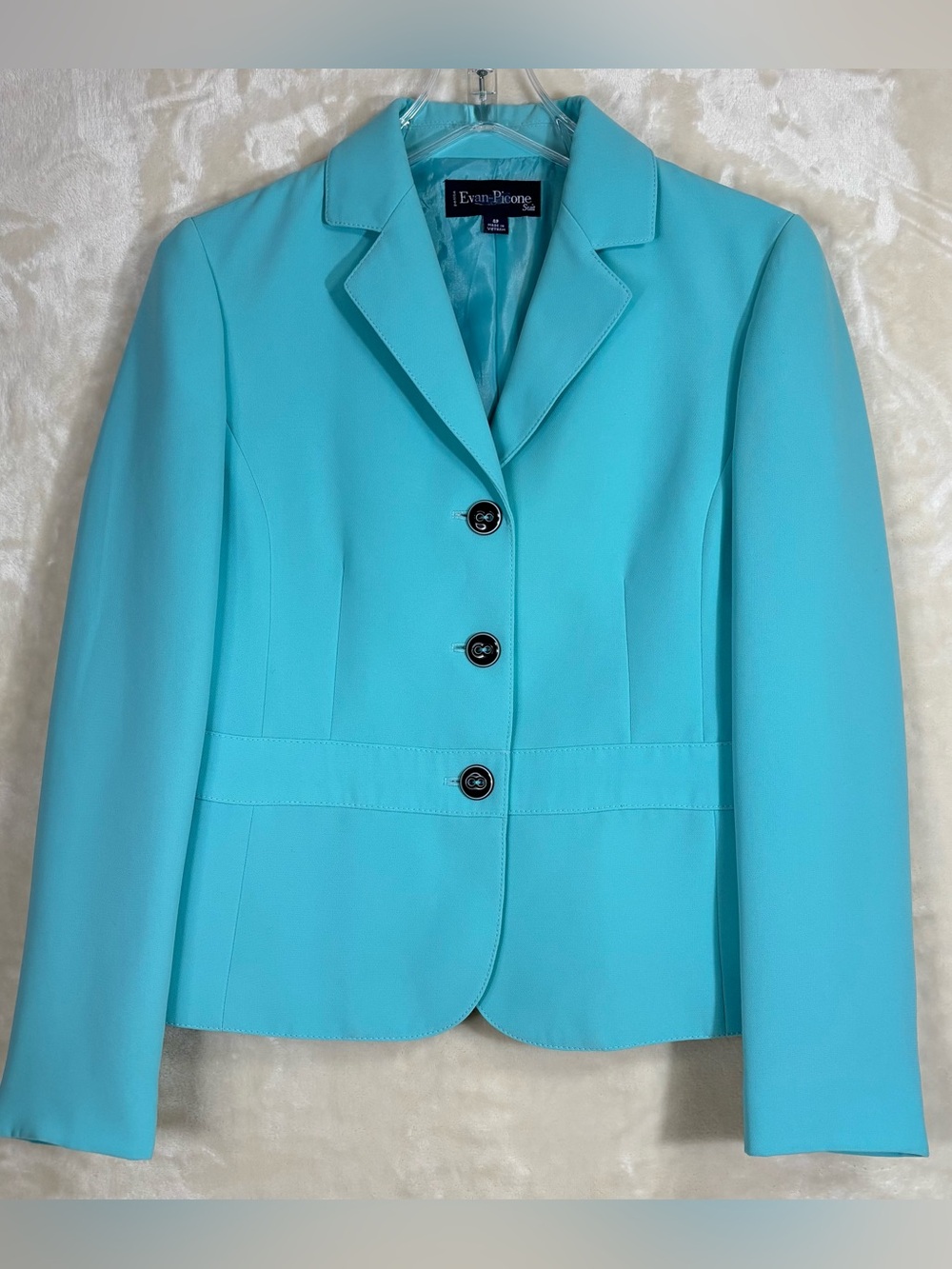 Evan Picone Women's Teal Tailored Blazer Jacket 3 Button Front Size 4P